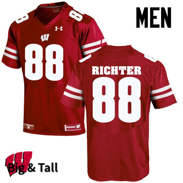Wisconsin Badgers Men's #88 Pat Richter NCAA Under Armour Authentic Red Big & Tall College Stitched Football Jersey GF40Y08DE